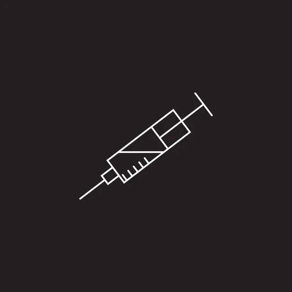Símbolo da vacina. Ícone de linha de seringa, logotipo do vetor de contorno ilustrat — Vetor de Stock