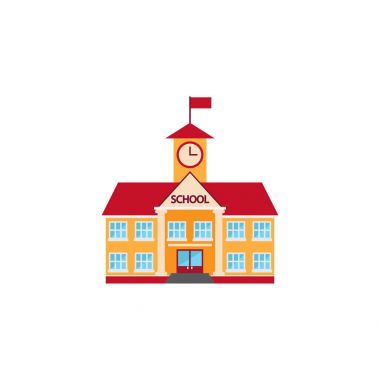 okul binası simge vektör, katı logo, renkli sembol isol