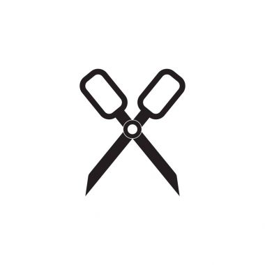 makas simge vektör, katı logo, beyaz, p izole piktogram