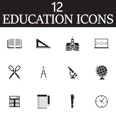 Eğitim vektör simgeler kümesi, katı sembolü koleksiyonu, okul PICT