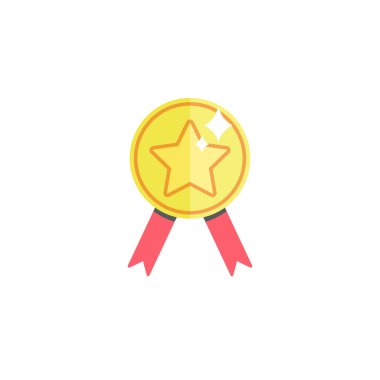 Ödül madalya satırı simgesi, anahat vektör logo illüstrasyon, renkli