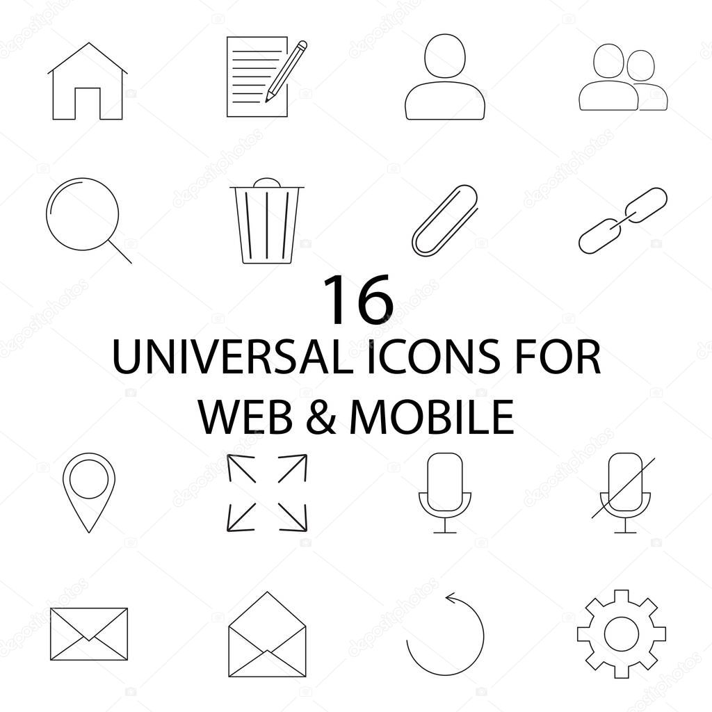 Universal line and full icons set, outline and solid vector symbol collection, linear pictogram pack isolated on white for web and mobile, pixel perfect logo illustration