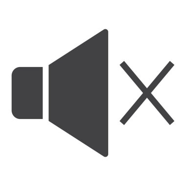 Ses çıkmasın glif simgesi, web ve mobil, sessiz işareti vektör grafikleri, beyaz bir arka planda eps 10 katı bir desen.