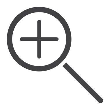 Yakınlaştır glif simgesi, web ve mobil işareti büyütme, vektör grafikleri, beyaz bir arka planda eps 10 katı bir desen.