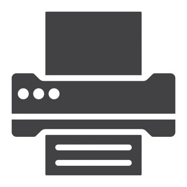 Yazıcı glif simgesi, web ve mobil, Faks işareti vektör grafikleri, beyaz bir arka planda eps 10 katı bir desen.