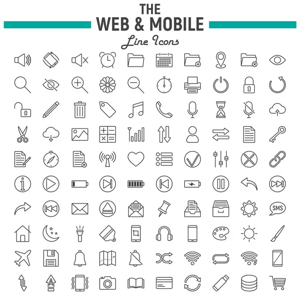 Web ve vektör çizimler, logo illüstrasyonlar, web işaretleri doğrusal sembollerin paket beyaz arka plan üzerinde eps 10 izole mobil hat Icon set os arabirimi semboller koleksiyonu,.