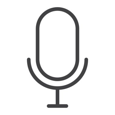 Mikrofon satırı simgesi, web ve mobil, kayıt işareti vektör grafikleri, doğrusal model beyaz bir arka planda eps 10.
