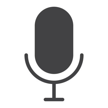 Mikrofon glif simgesi, web ve mobil, kayıt işareti vektör grafikleri, beyaz bir arka planda eps 10 katı bir desen.