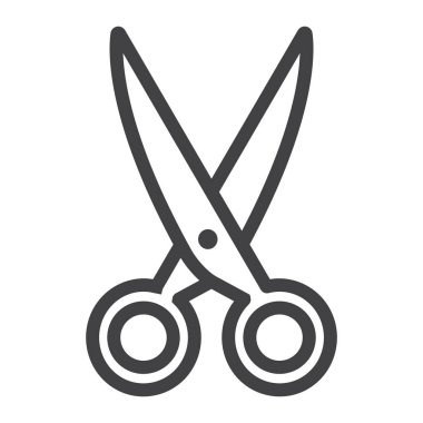 Vektör grafikleri, doğrusal model beyaz bir arka planda eps 10 makas satırı simgesi, web ve mobil, kesme işareti.