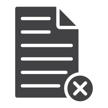 Belge glif simgesi, web ve mobil Sil, Sil dosya işareti vektör grafikleri, beyaz bir arka planda eps 10 katı bir desen.