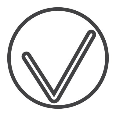 Onay satırı simgesi, web ve mobil, kontrol işareti vektör grafikleri, doğrusal model beyaz bir arka planda eps 10.