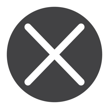 Glif simgesi, web ve mobil çapraz, işareti vektör grafikleri, beyaz bir arka planda eps 10 katı bir deseni Sil.