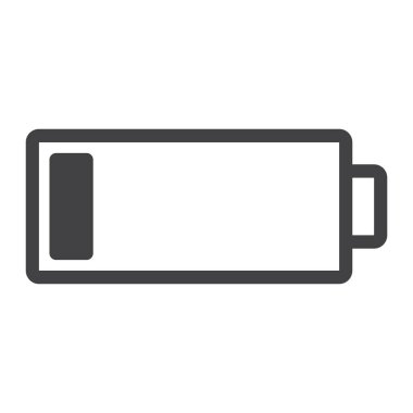 Düşük pil satırı simgesi, web ve mobil, enerji işareti vektör grafikleri, doğrusal model beyaz bir arka planda eps 10.