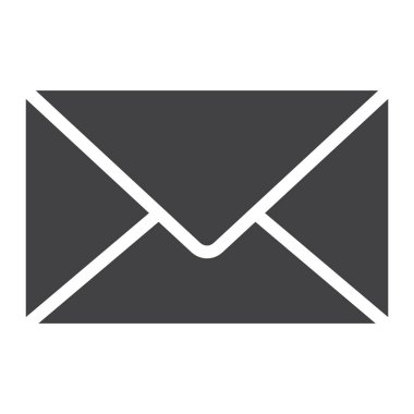 Posta glif simgesi, web ve mobil, mektup işareti vektör grafikleri, beyaz bir arka planda eps 10 katı bir desen.