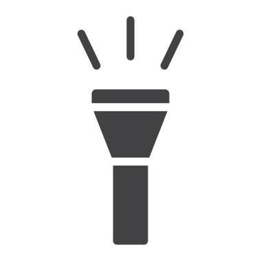 El feneri glif simgesi, web ve mobil, meşale işareti vektör grafikleri, beyaz bir arka planda eps 10 katı bir desen.