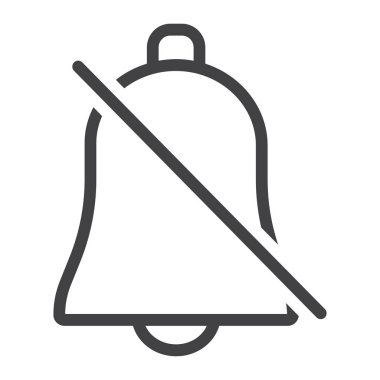 Sessiz Bell satırı simgesi, web ve mobil, alarm işareti vektör grafikleri, doğrusal model beyaz bir arka planda eps 10 kapalı.