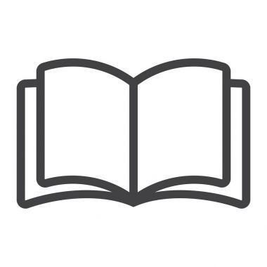 Açık kitap satırı simgesi, web ve mobil, okuma modu vektör grafikleri, doğrusal model beyaz bir arka planda eps 10 üye.