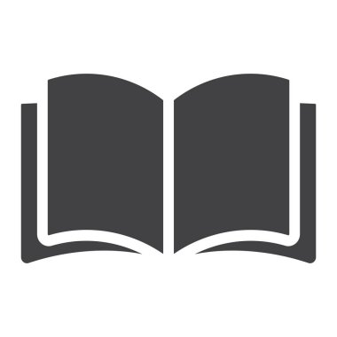 Açık kitap glif simgesi, web ve mobil, okuma modu vektör grafik, bir katı model beyaz bir arka planda eps 10 üye.