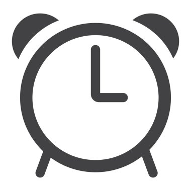 Alarm glif simgesi, web ve mobil, saat işareti vektör grafikleri, beyaz bir arka planda eps 10 katı bir desen.