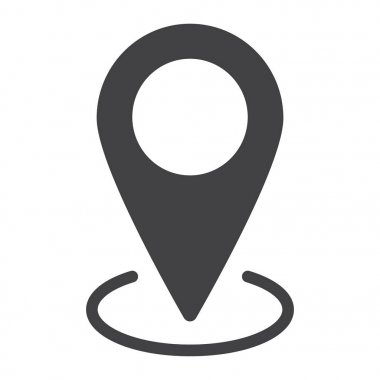 Harita işaretçi glif simgesi, web ve mobil, vektör grafik, bir katı model beyaz bir arka planda eps 10 gps kayıt.