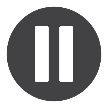 Duraklat glif simgesi, web ve mobil, dur işareti vektör grafikleri, beyaz bir arka planda eps 10 katı bir desen.