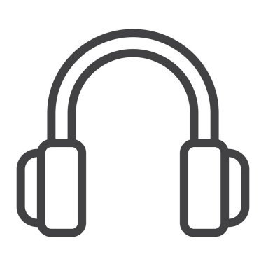 Kulaklık satırı simgesi, web ve mobil, dinle işareti vektör grafikleri, doğrusal model beyaz bir arka planda eps 10.