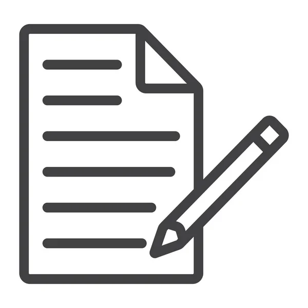 Editar icono de línea de documento, web y móvil, editar gráficos vectoriales de signos de archivo, un patrón lineal sobre un fondo blanco, eps 10 . — Vector de stock