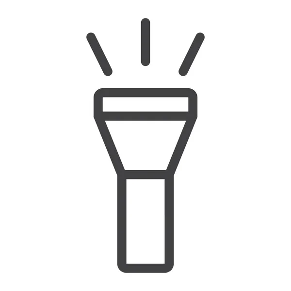 Ficklampa ikon, webb och mobil, fackla tecken vektorgrafik, en linjär mönster på en vit bakgrund, eps 10. — Stock vektor