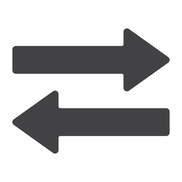 Richtungspfeile Glyphen-Symbol, Web und Handy, rechts und links Zeichenvektorgrafik, ein durchgehendes Muster auf weißem Hintergrund, Folge 10. — Stockvektor