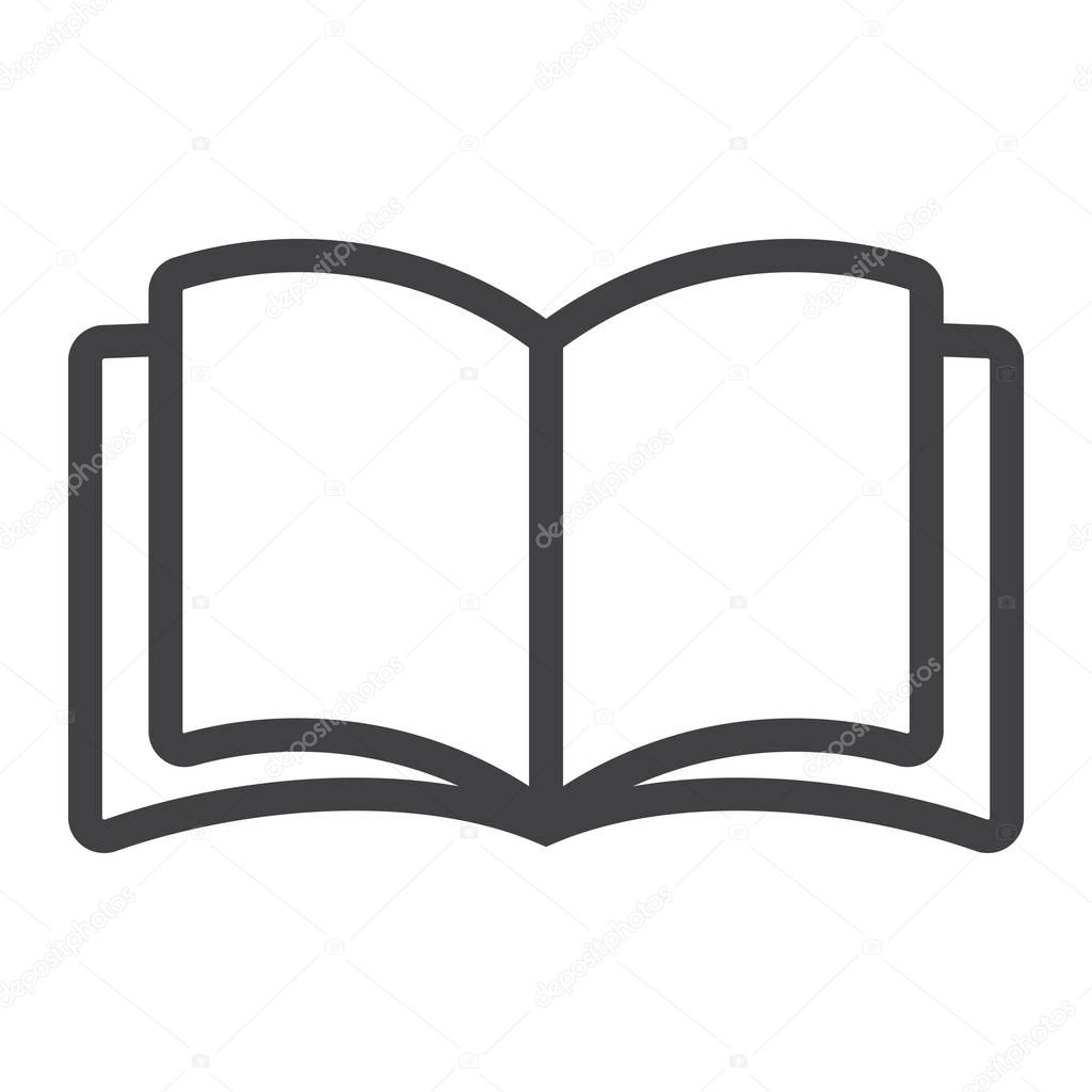 Open book line icon, web and mobile, read mode sign vector graphics, a linear pattern on a white background, eps 10.