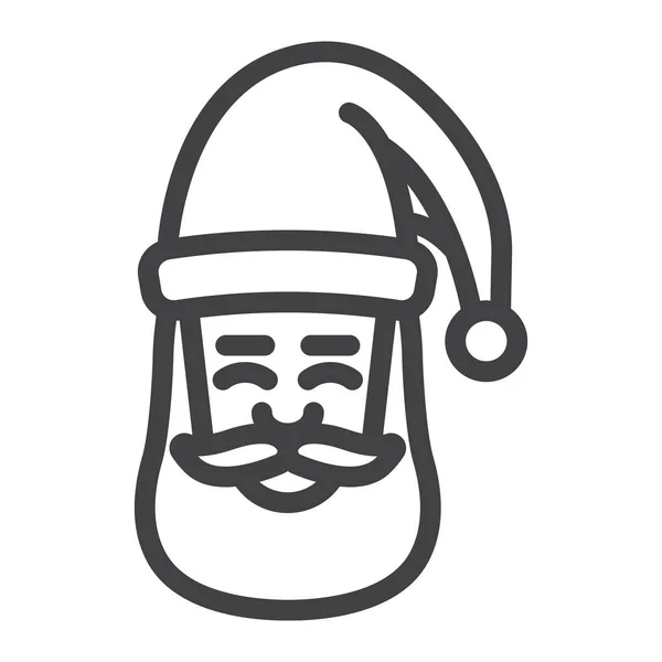 Icône de ligne de visage du Père Noël, Nouvel an et Noël, graphiques vectoriels de signe de Noël, un motif linéaire sur un fond blanc, eps 10 . — Image vectorielle