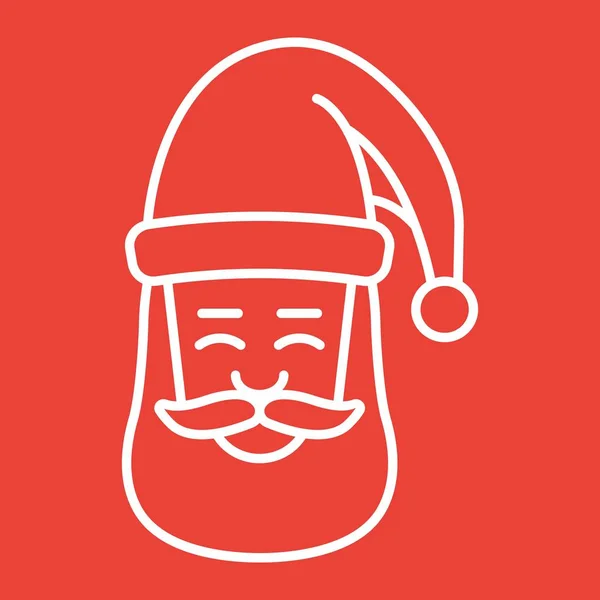 Значок линии лица Санта-Клауса, Новый год и Рождество, векторная графика, линейный узор на красном фоне, eps 10 . — стоковый вектор