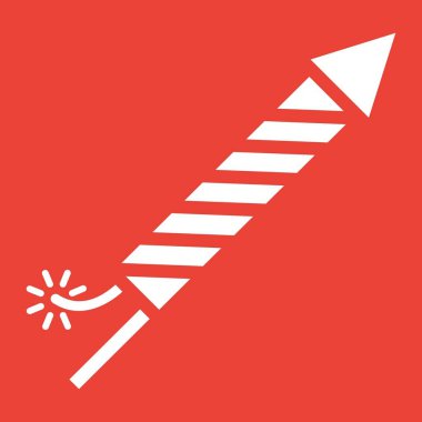 Havai fişek glif simgesi, Yılbaşı ve Yeniyıl, Noel işareti vektör grafikleri, kırmızı bir arka plan, eps 10 katı bir desen roket.