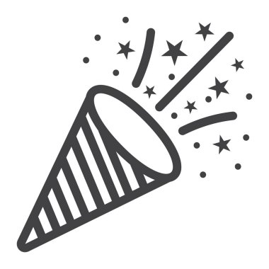 Konfeti Popper satırı simgesi, yeni yıl ve Noel, Noel işareti vektör grafikleri, doğrusal model beyaz bir arka planda eps 10.