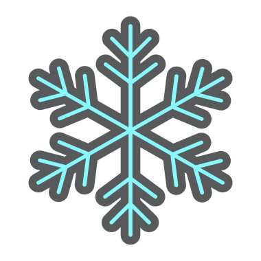 Kar tanesi anahat simgesini, yeni yıl ve Noel dolu, kar işareti vektör grafikleri, beyaz bir arka planda eps 10 renkli çizgi deseni.