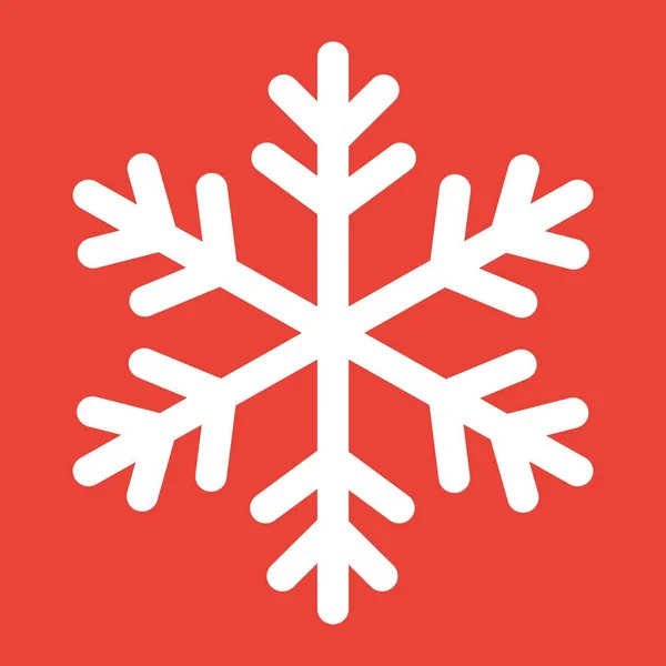 Copo de nieve icono de glifo, Año Nuevo y Navidad, gráficos vectoriales signo de nieve, un patrón sólido sobre un fondo rojo, eps 10 . — Archivo Imágenes Vectoriales