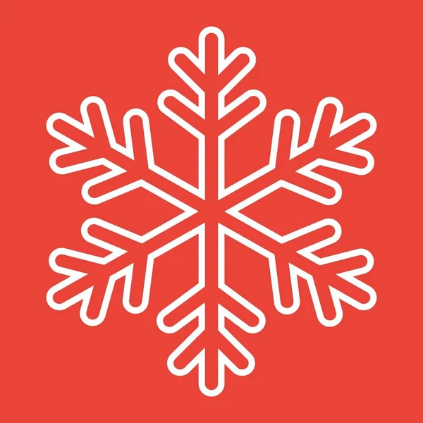 Icono de línea de copo de nieve, Año Nuevo y Navidad, gráficos vectoriales signo de nieve, un patrón lineal sobre un fondo rojo, eps 10 . — Archivo Imágenes Vectoriales