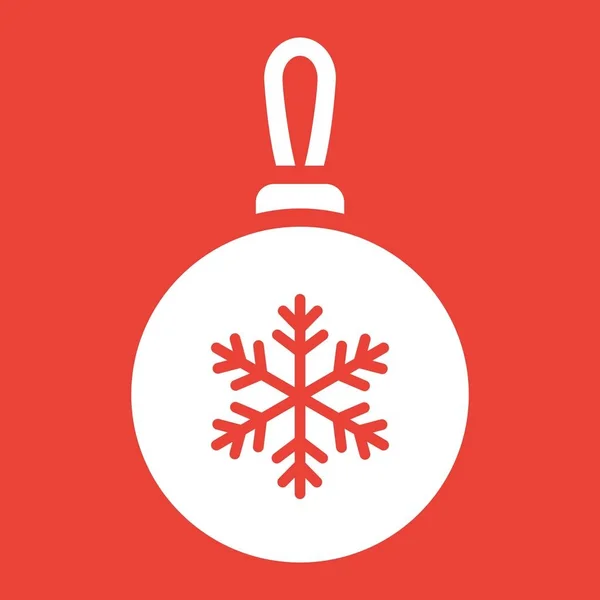 Icono del glifo de la bola del árbol de Navidad, Año Nuevo y Navidad, gráficos vectoriales signo de Navidad, un patrón sólido sobre un fondo rojo, eps 10 . — Vector de stock