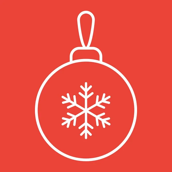 Иконка шара елки, Новый год и Рождество, векторная графика, линейный узор на красном фоне, eps 10 . — стоковый вектор