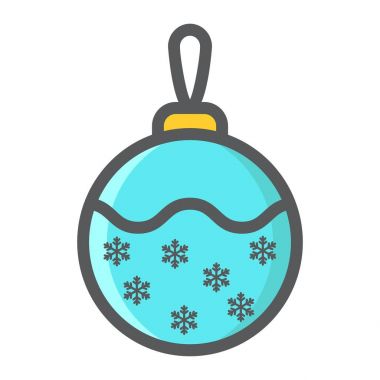 Noel ağacı topu anahat simgesini, yeni yıl ve Noel, işareti vektör grafikleri, beyaz bir arka planda eps 10 renkli çizgi deseni xmas dolu.