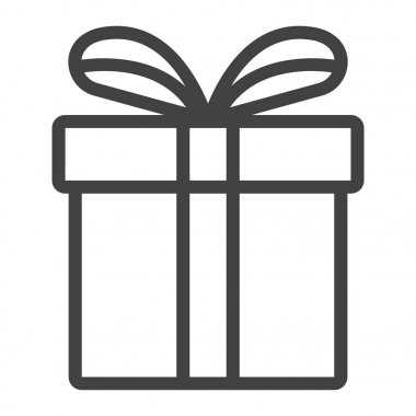 Noel hediye kutusu satırı simgesi, Yılbaşı ve Yeniyıl, Noel hediyesi işareti vektör grafikleri, doğrusal model beyaz bir arka planda eps 10.