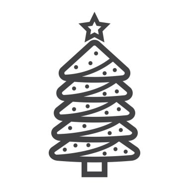 Noel ağacı satırı simgesi, yeni yıl ve Noel, Noel işareti vektör grafikleri, doğrusal model beyaz bir arka planda eps 10.