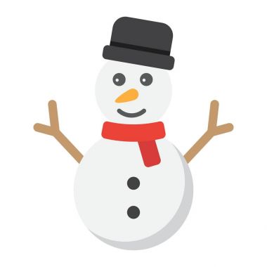Kardan adam düz simgesi, yeni yıl ve Noel, Noel işareti vektör grafikleri, renkli bir katı model beyaz bir arka planda eps 10.