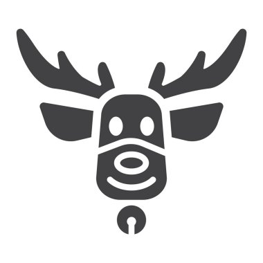 Noel geyiği glif simgesi, yeni yıl ve Noel, vektör grafikleri, beyaz bir arka planda eps 10 katı bir desen xmas elk imzalamak.