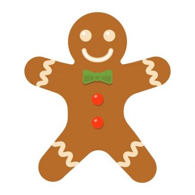Zencefilli kurabiye adam düz simgesi, Yılbaşı ve Yeniyıl, tatlı işareti vektör grafikleri, renkli bir katı model beyaz bir arka planda eps 10 xmas.