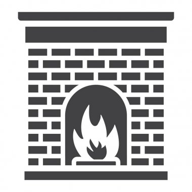 Noel şömine glif simgesi, yeni yıl ve Noel, Noel işareti vektör grafikleri, beyaz bir arka planda eps 10 katı bir desen.