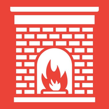 Noel şömine satırı simgesi, yeni yıl ve Noel, Noel işareti vektör grafikleri, kırmızı bir arka plan, eps 10 doğrusal bir desen.