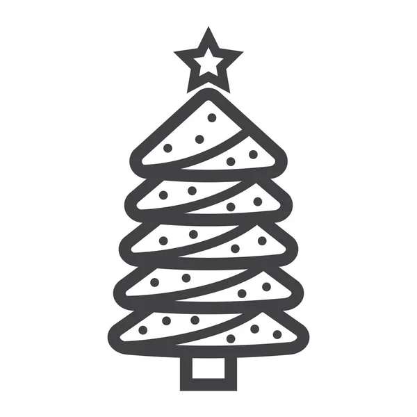 Значок линии елки, Новый год и Рождество, векторная графика, линейный узор на белом фоне, eps 10 . — стоковый вектор