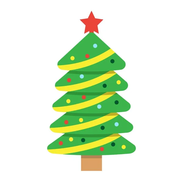 Новогодняя елка плоская икона, Новый год и Рождество, рождественский знак векторной графики, красочный твёрдый узор на белом фоне, eps 10 . — стоковый вектор