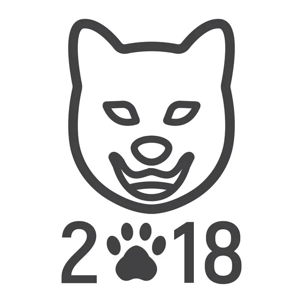 Pies Zodiak chiński 2018 roku linia ikona, nowy rok i święta, Boże Narodzenie znak wektor grafika, liniowy model na białym tle, eps 10. — Wektor stockowy